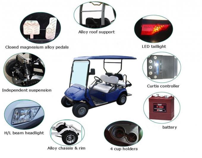 Carros de golf eléctricos de 2 + 2 plazas de color rosa, alta estabilidad del automóvil eléctrico de 4 plazas