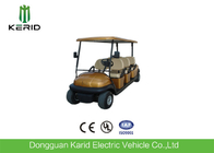 Luxury Brown Color Electric Golf Carts Sightseeing Bus For Six Person Low Noise